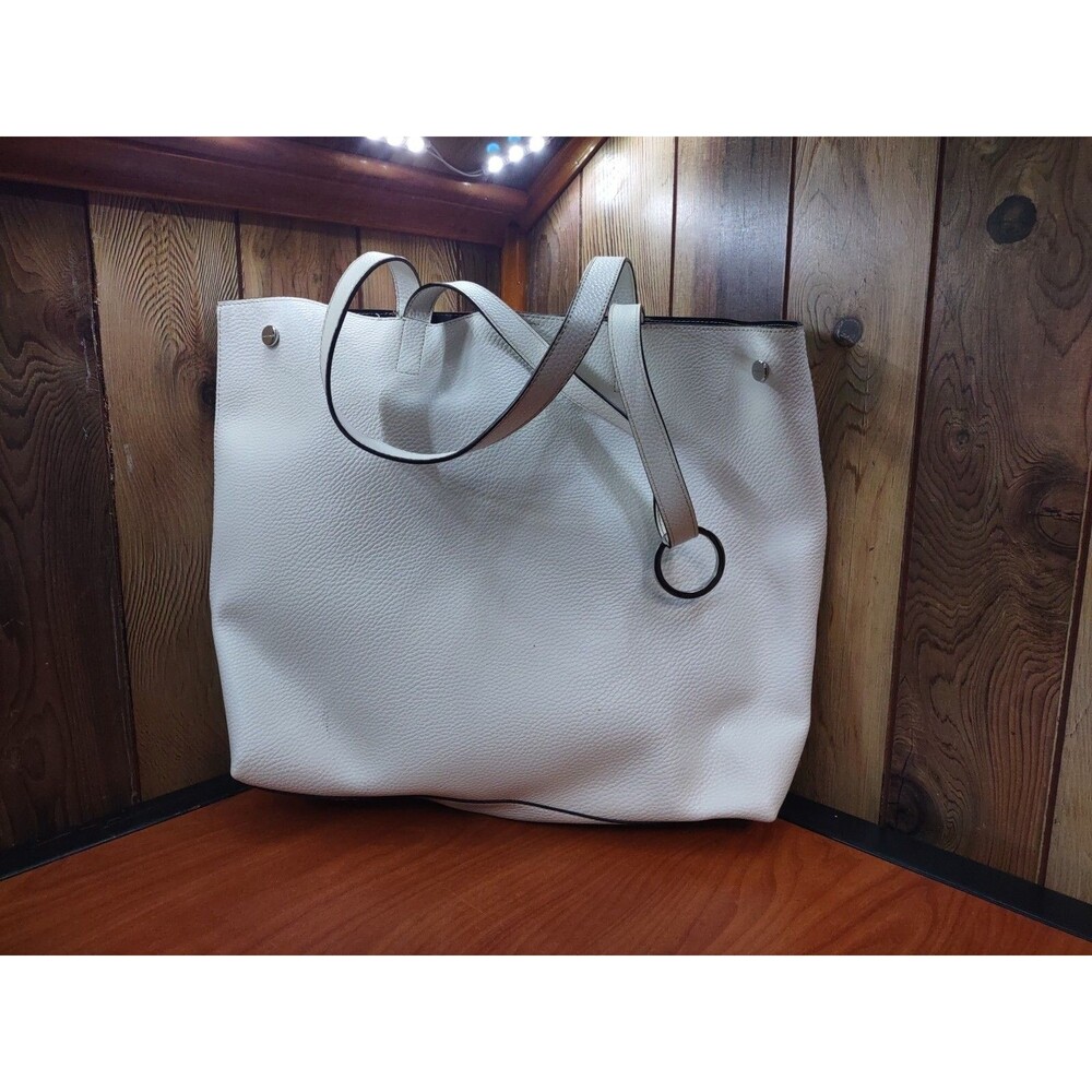 Calvin Klein Rachel Vegan Leather Novelty Tote, White